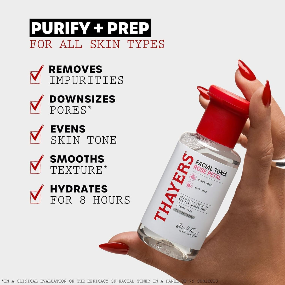 THAYERS Alcohol-Free Rose Petal Witch Hazel Facial Toner for Glowing Skin, Soothing, Hydrating, Refreshing Toner for Normal and Combination Skin, 3Oz