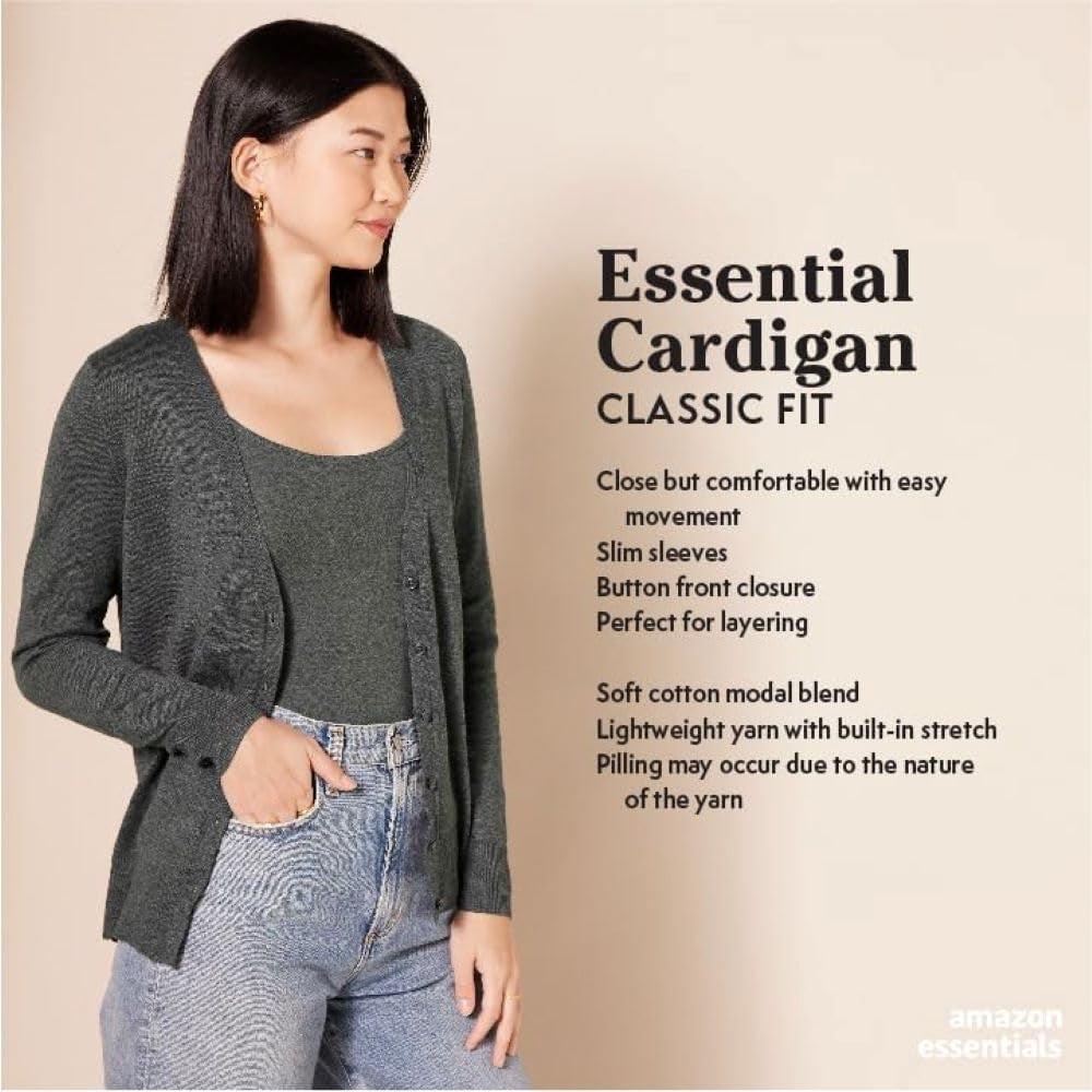 Amazon Essentials Women'S Lightweight V-Neck Cardigan Sweater (Available in plus Size)
