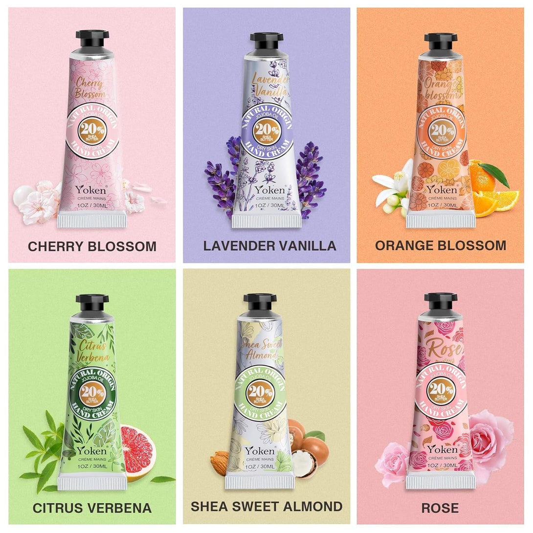 20% Shea Butter Hand Cream Gift Set, Instant Moisturizing Hand Cream for Women Dry Hands with Delicate Tin, Floral-Scented Hand Lotion 6 X 1 OZ