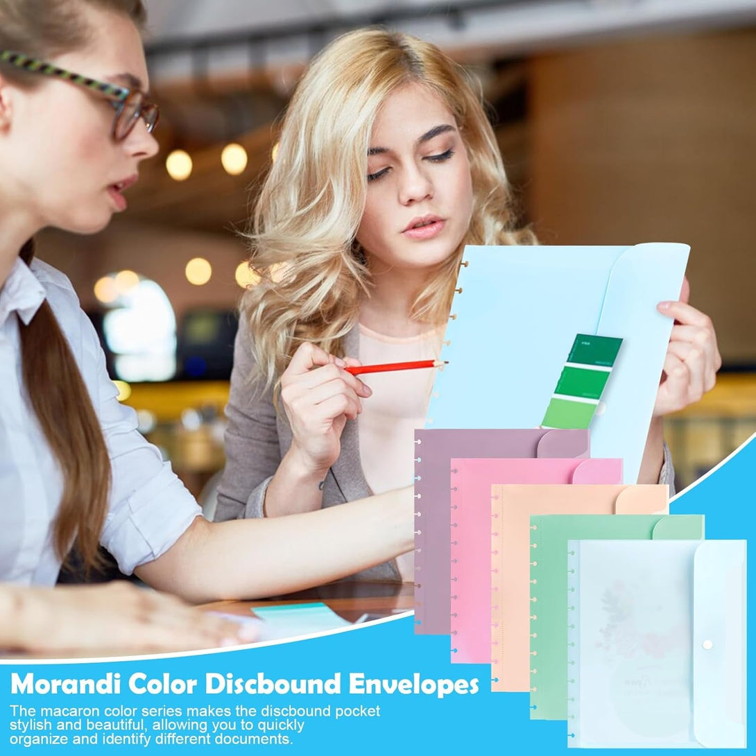 10 Pack Discbound Pocket 8.5 * 11.1 Inch Letter Size Pocket Dividers Discbound Notebook Planner Plastic Envelopes Planner Pocket Inserts for School Office Home Work Organizer