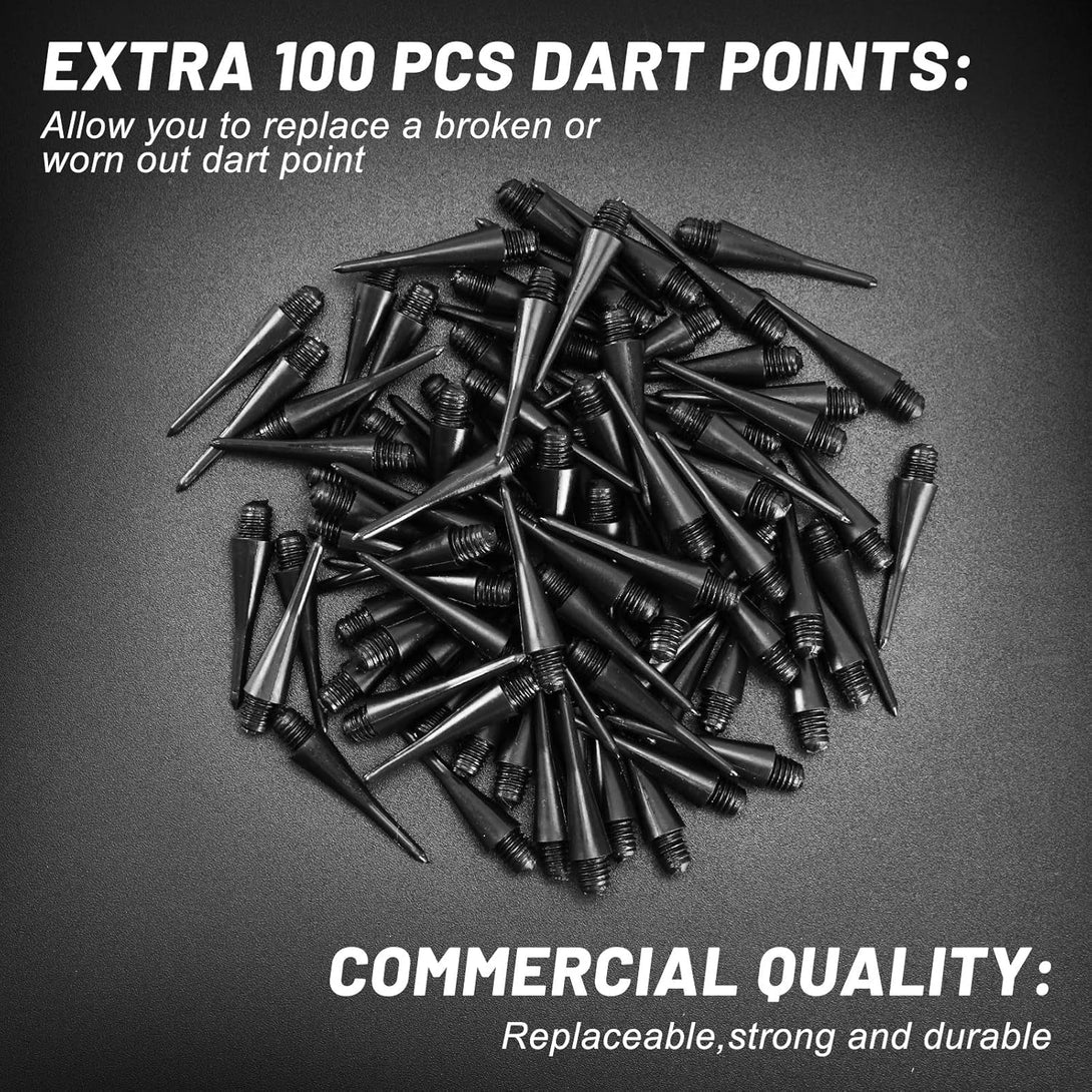 Accmor 12 Pcs Soft Tip Darts, Bar Dart, Plastic Tip Darts Set, Attach Extra 100 Black 2BA Replacement Tips, Soft Tip Darts for Electronic/Plastic Dartboard