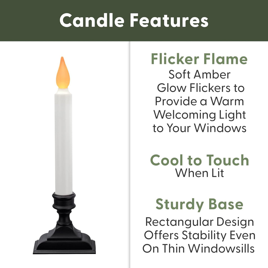 612 Vermont Battery Operated LED Window Candles with Flickering Amber Flame, Automatic Timer, 9.75 Inches Tall, VT-1206A (Pack of 4, Antique Bronze)