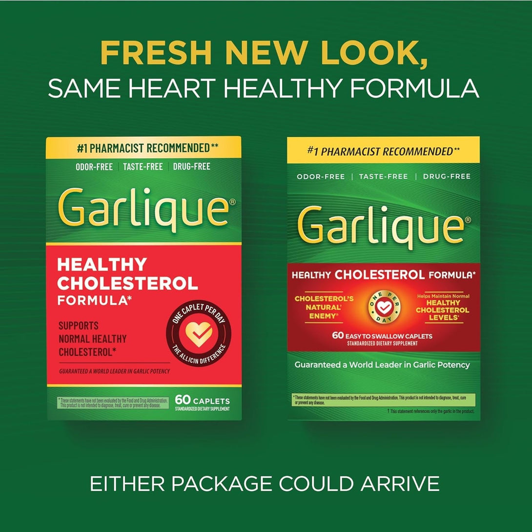 Garlique Garlic Extract Supplement, Healthy Blood Pressure Formula, 1800 Mcg Allicin, Odorless & Vegan, 60 Caplets