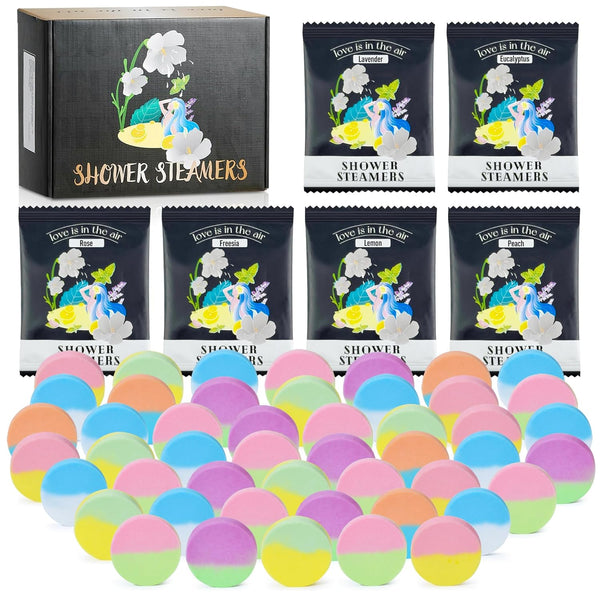 48Pcs Aromatherapy Shower Steamers - Relaxation Birthday Christmas Set for Women and Men, Shower Bombs Tablets for Stress Relief and Self Care, Luxury Home Spa