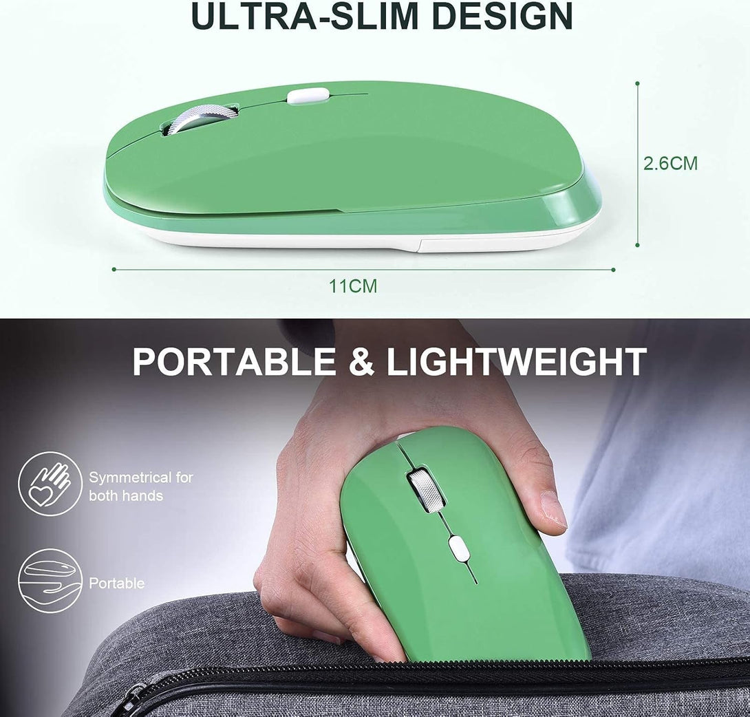PINKCAT Wireless Mouse, 2.4G Slim Silent Cordless Mouse with USB Receiver, 3 Adjustable DPI Portable Optical Wireless Computer Mice for Laptop, PC, Notebook, Computer, Desktop, Mac (Green)
