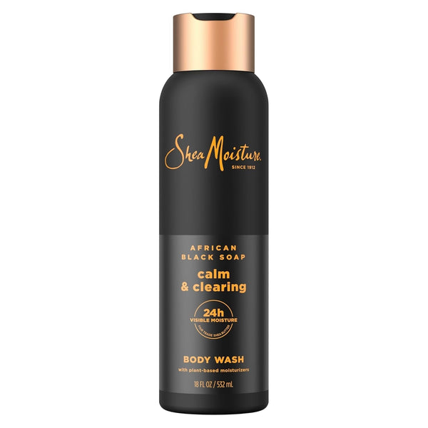 Sheamoisture African Black Soap Body Wash Calm and Clearing Body Wash for 24H Visible Moisture for Healthy, Glowing 18 Oz