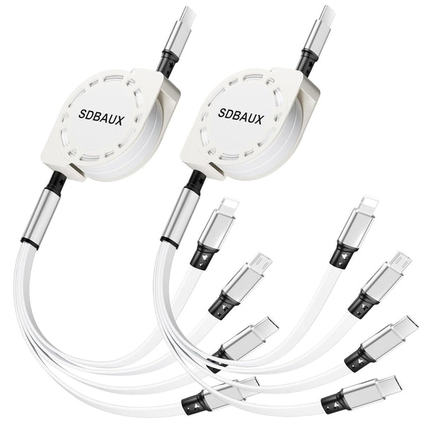 Multi Charging Cable,Usb C to 4 in 1 Retractable Ip/Micro/Dual Type C Port Fast Charger Cord for Iphone 16 15 14 13 12 Pro Max Ipad Mini Air,Galaxy S23/S22/S20,Cell Phones Tablets Universal Use