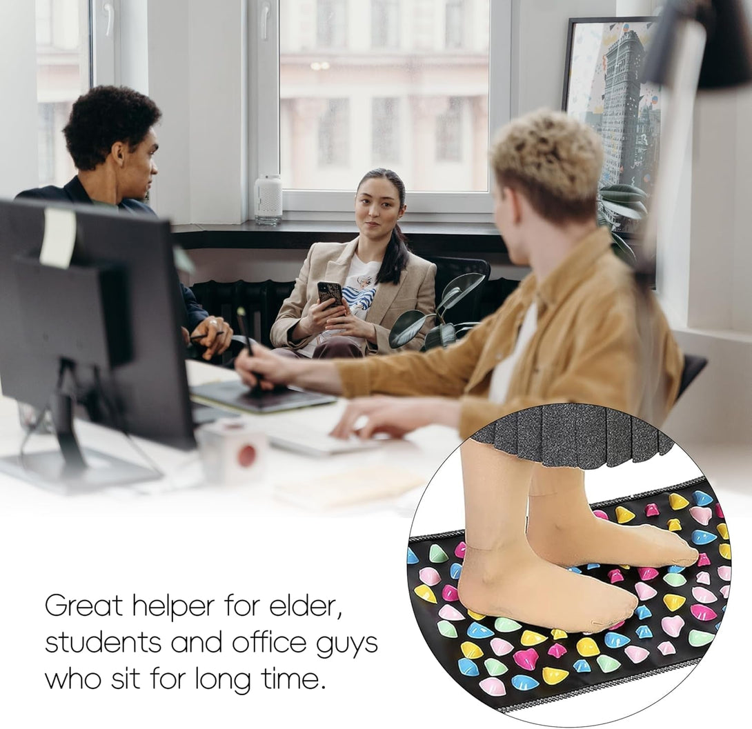 Funvalley Surperfect Foot Massage Mat with Reflexology Stones - Acupressure Walking Path for Pain Relief & Circulation, 68.9" X 13.78" Non-Slip Mat for Elderly, Office Workers, Students