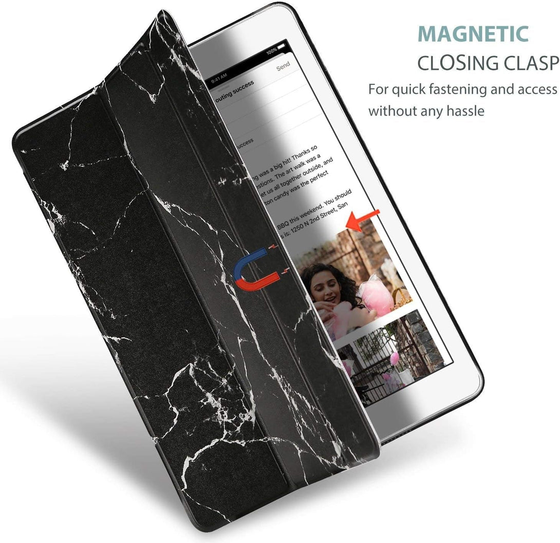 Procase Smart Case for Ipad 9.7 Inch Ipad 6Th/5Th Generation 2018 2017(Model: A1893 A1954 A1822 A1823), Ultra Slim Lightweight Stand Cover with Translucent Frosted Back -Blackmarble