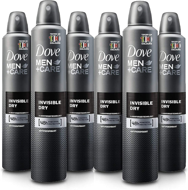6 Cans of Dove Men+Care Invisible Dry 150Ml Anti-Perspirant Anti-Transpirant Spray