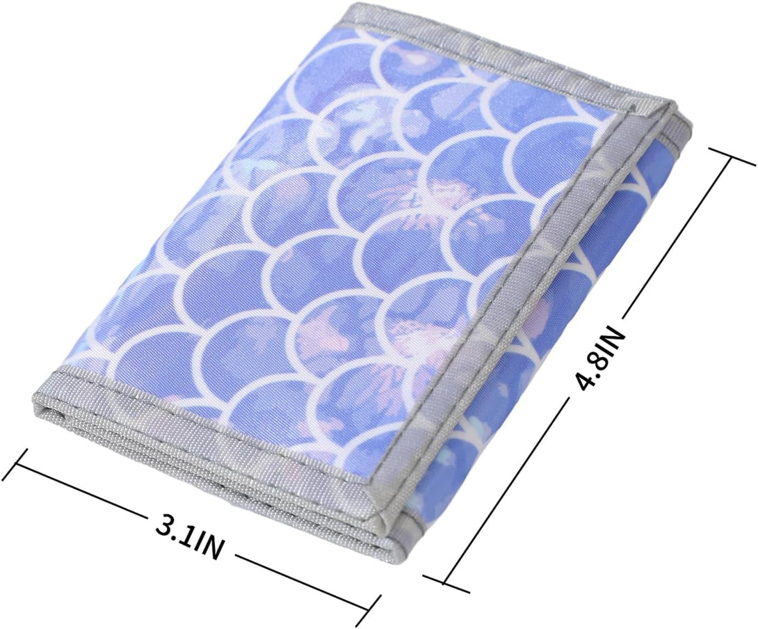 Leyeve Wallet,Teen Wallet with Coin Pocket,Kids Wallets for Boys,Rfid Trifold Canvas Outdoor Sports Wallet for Kids,Front Pocket Wallet with Magic Sticker-Blue Ripples