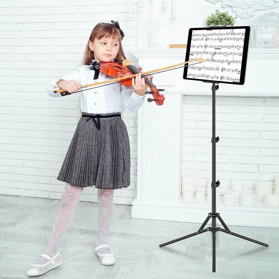 Ipad Tripod Stand, with 65 Inch Height Adjustable Ipad Stand Holder & Ipad Floor Stand with 360° Rotating Ipad Tripod Mount for Ipad Pro, Iphone, Kindle, and All 4.5-12.9 Inch Tablets