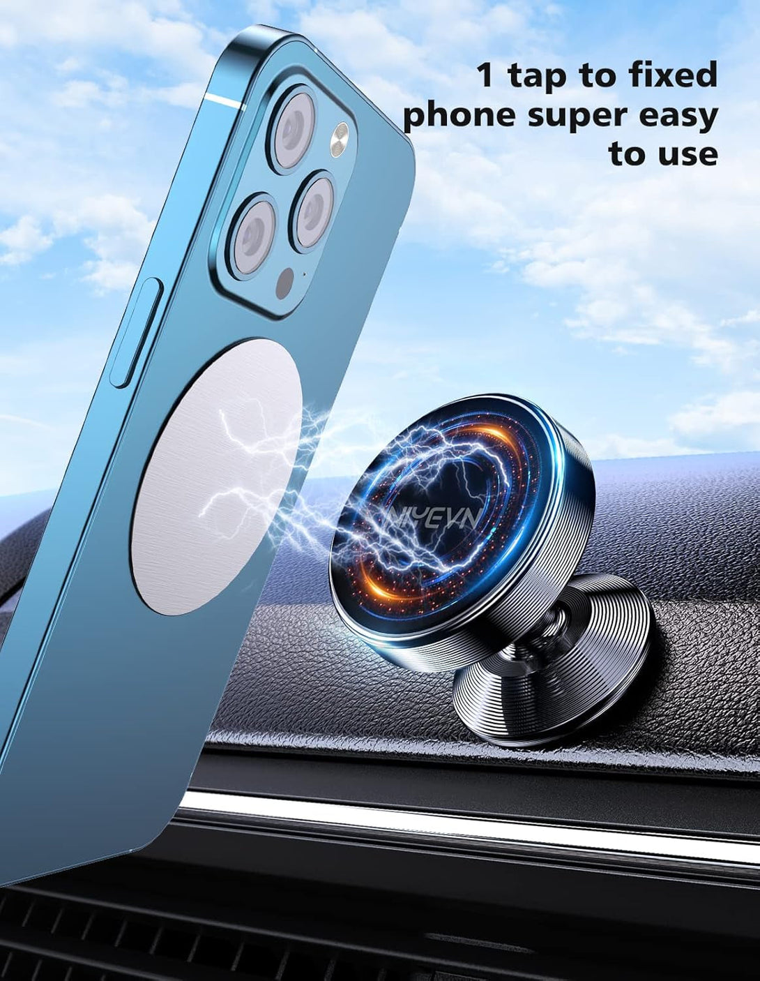 2 Pack Magnetic Phone Holder for Car, [ Strong Magnet ] Magnetic Phone Holder, [ 360° Rotation ] Phone Magnet for Car, Compatible with All Smartphones, Must Be Used with Metal Pad, Black