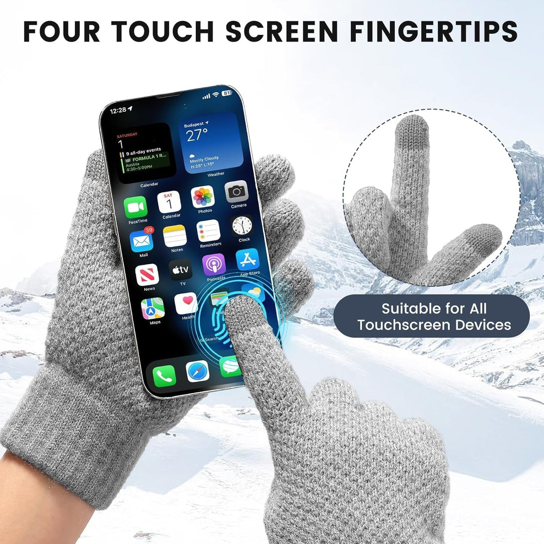 Winter Gloves - 4/3 Pairs Women'S Winter Gloves, Knit Touchscreen Gloves Women Men, Gloves for Cold Weather