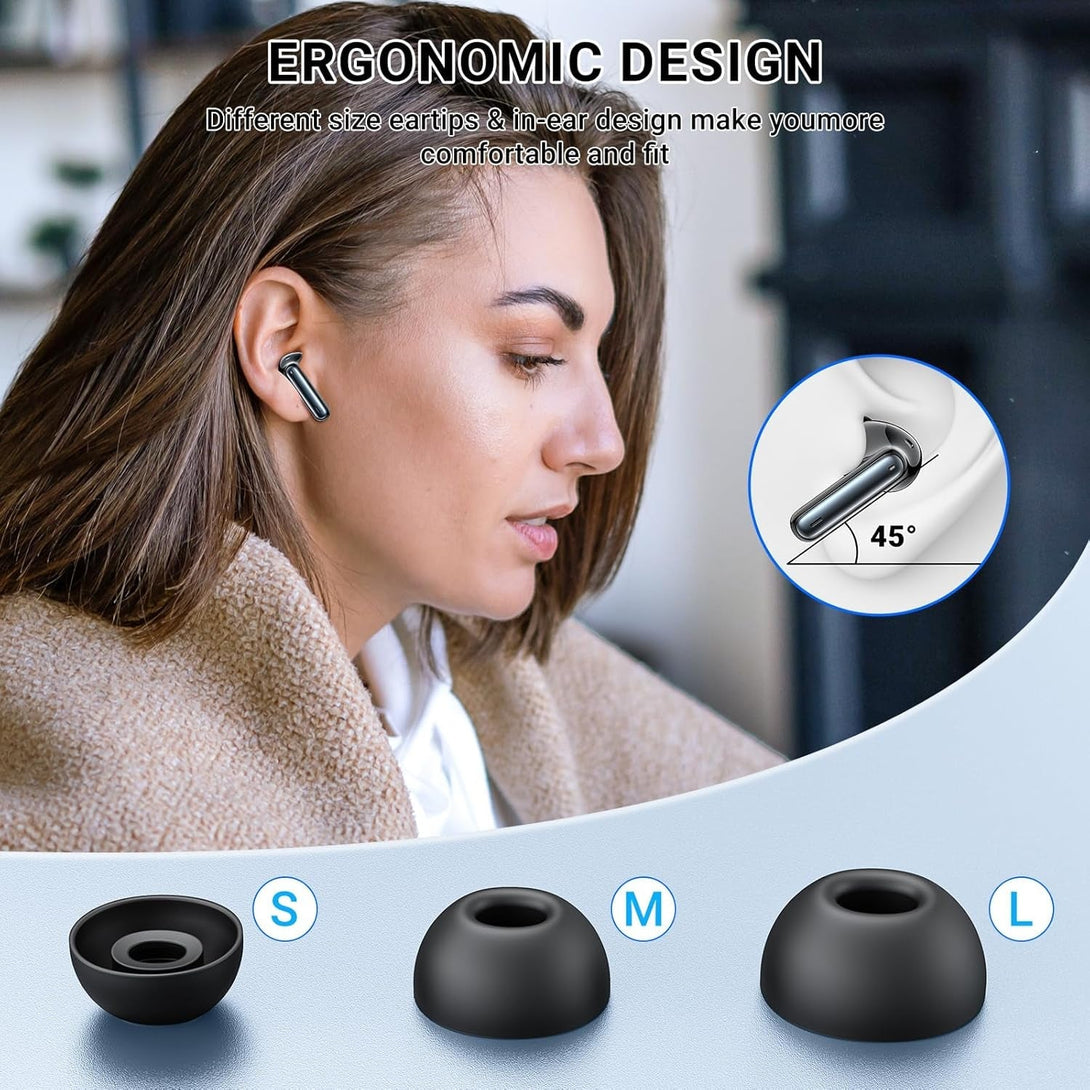Wireless Earbuds Headphones Bluetooth 5.3 with 4 ENC Noise Cancelling Mics,Hi-Fi Stereo in Ear Ear Buds with LED Screen,42H Duration Playback,Ipx6 Waterproof Earphones for Ios Android Black