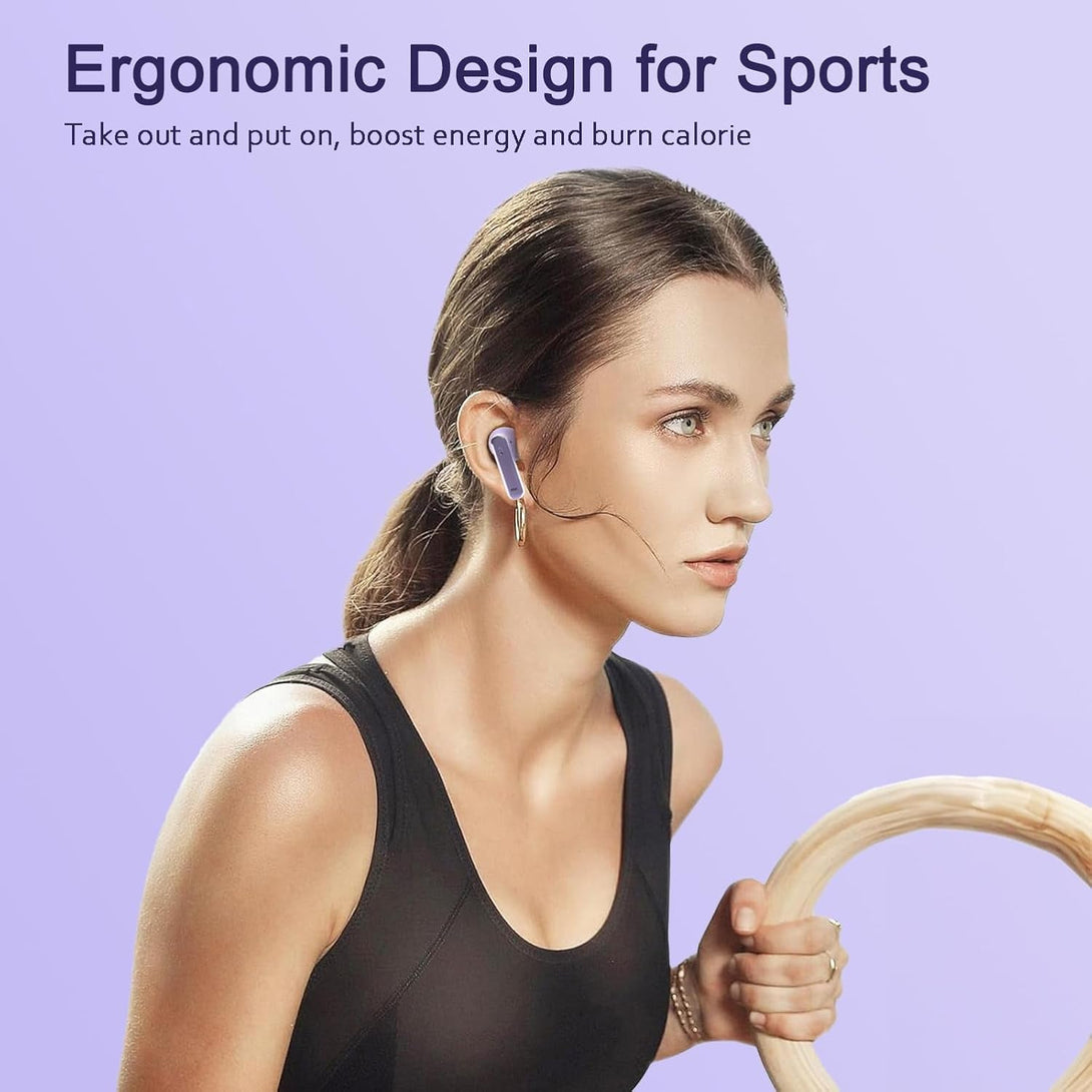 Wireless Earbuds, True Wireless Bluetooth 5.3 Earbuds with Charging Case, Stereo Bluetooth Headphones with Microphone for Iphone Android Smart Cellphones (Purple)