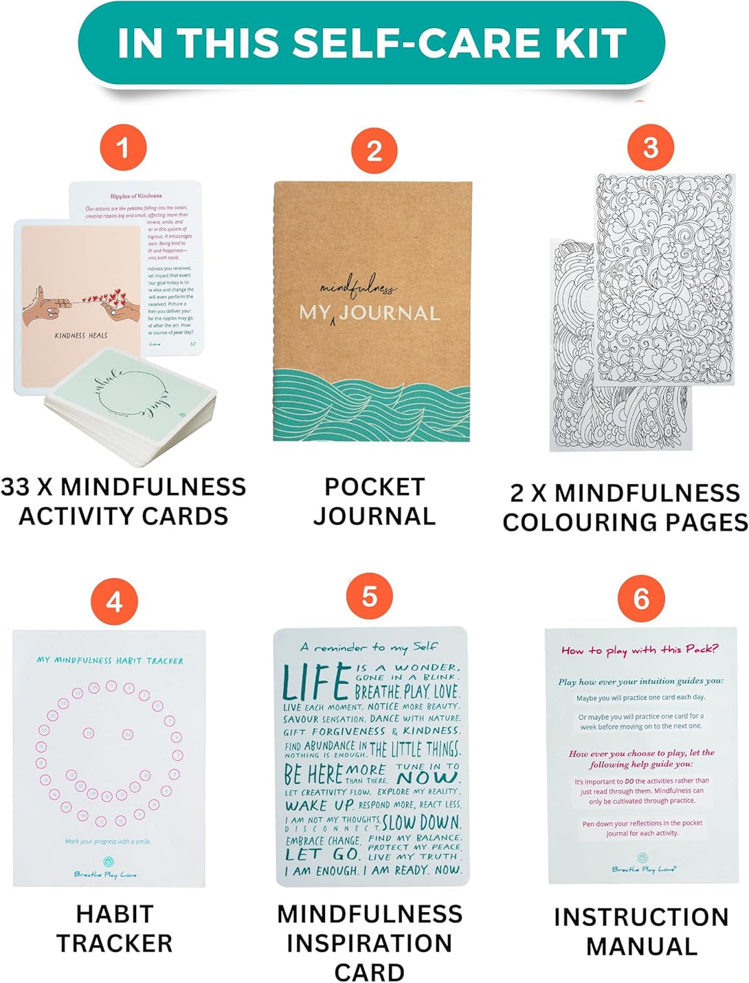 33 Inspirational Mindfulness Meditation Cards with Pocket Journal—Self-Care & Mental Health Cards for Men, Women