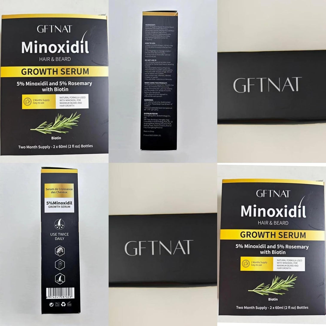 5% Minoxidil with Rosemary for Men and Women Hair Growth,Beard Growth Kit,Scalp Serum for Thicker Fuller Hair(2 X 2 Fl Oz)1