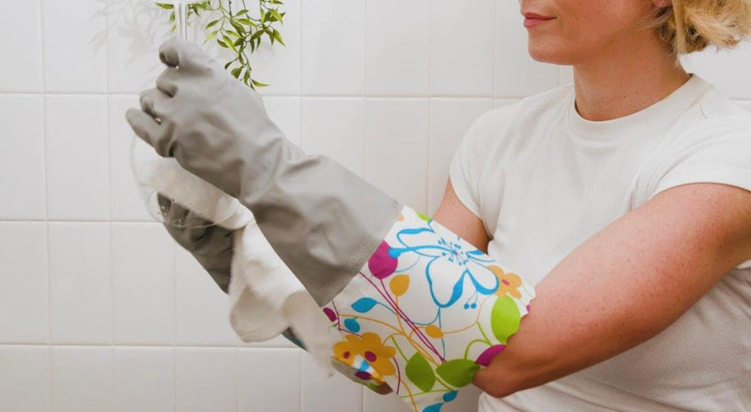 2 PAIRS Household Gloves Latex Free Cleaning Gloves with Soft Lining Long Cuff Waterproof