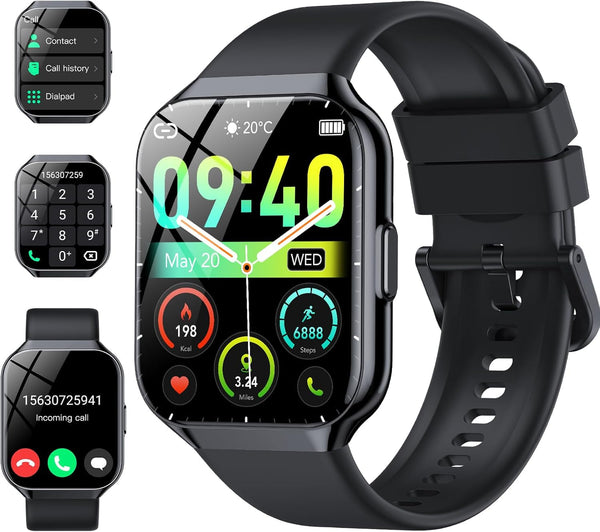 Smart Watch for Men Women, 1.96" Smartwatch (Answer/Make Call), IP68 Waterproof Fitness Tracker, 112+ Sport Modes, Heart Rate and Sleep Monitor, Pedometer, Smartwatches for Android Ios, Black​