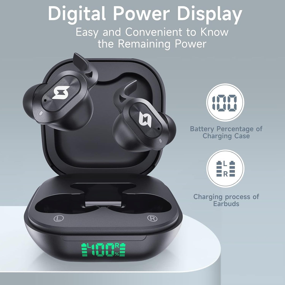 Wireless Earbuds Bluetooth Headphones with Wireless Charging Case 32H Playback LED Display in Ear Earphones Waterproof Ear Buds Built in Mic Stereo Bass for Iphone Samsung Android Sport Workout Gym TV