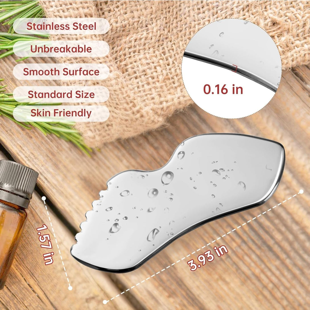 Stainless Steel Gua Sha Facial Tools Mothers Day Gifts for Mom Metal Detail Gua Sha Stone Body Lymphatic Drainage Massager Face Guasha Face Sculpting Tool Skin Care