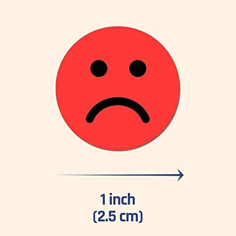 1200 Pieces - 1" Happy/Sad Smile Face Behavior Emotion Stickers, Red/Yellow/Green