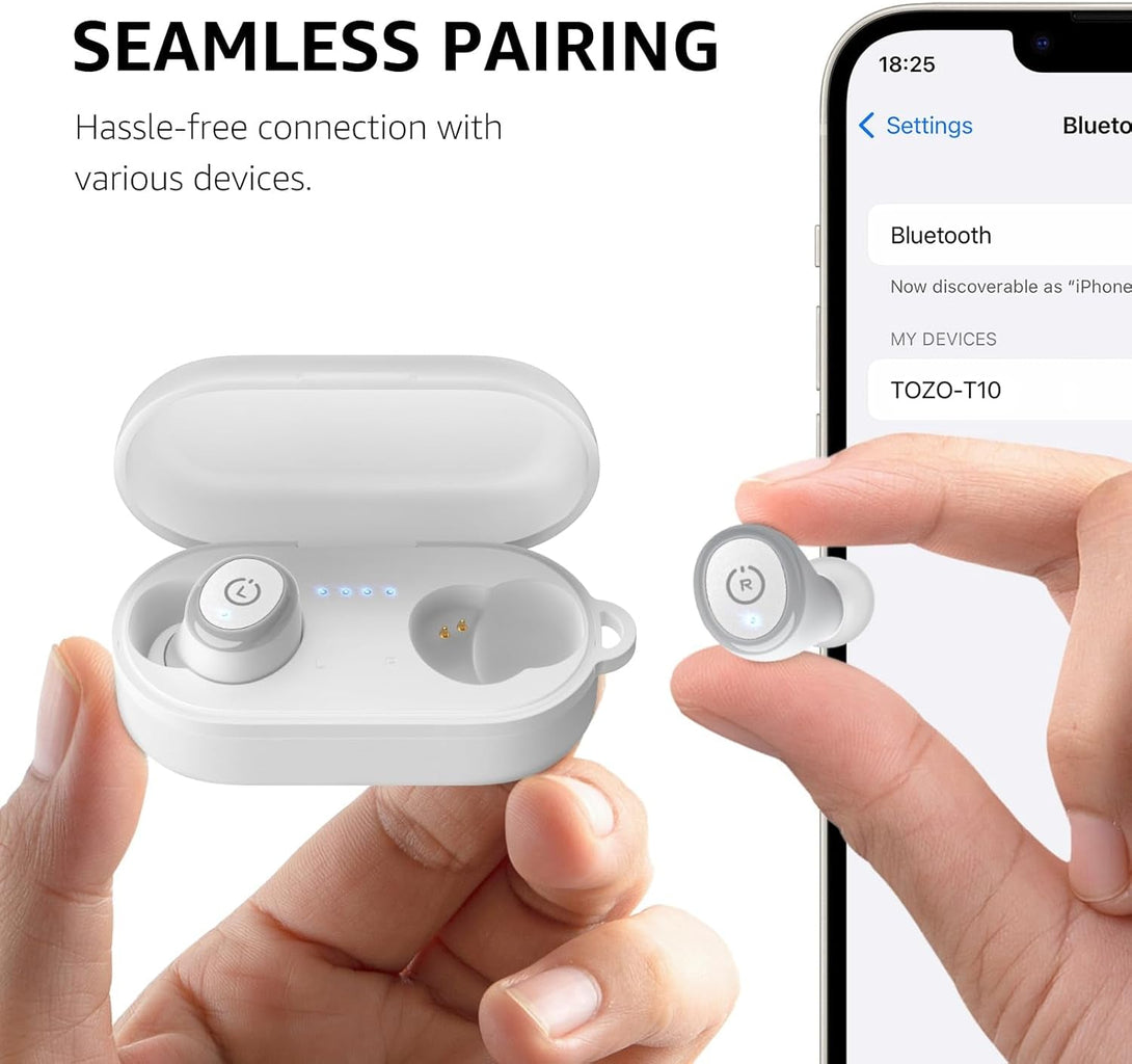 TOZO T10 Wireless Earbuds Bluetooth 5.3 Headphones, App Customize EQ, Ergonomic Design, 55H Playtime, Wireless Charging Case, IPX8 Waterproof Sound In-Ear Headset, 2025 New Version