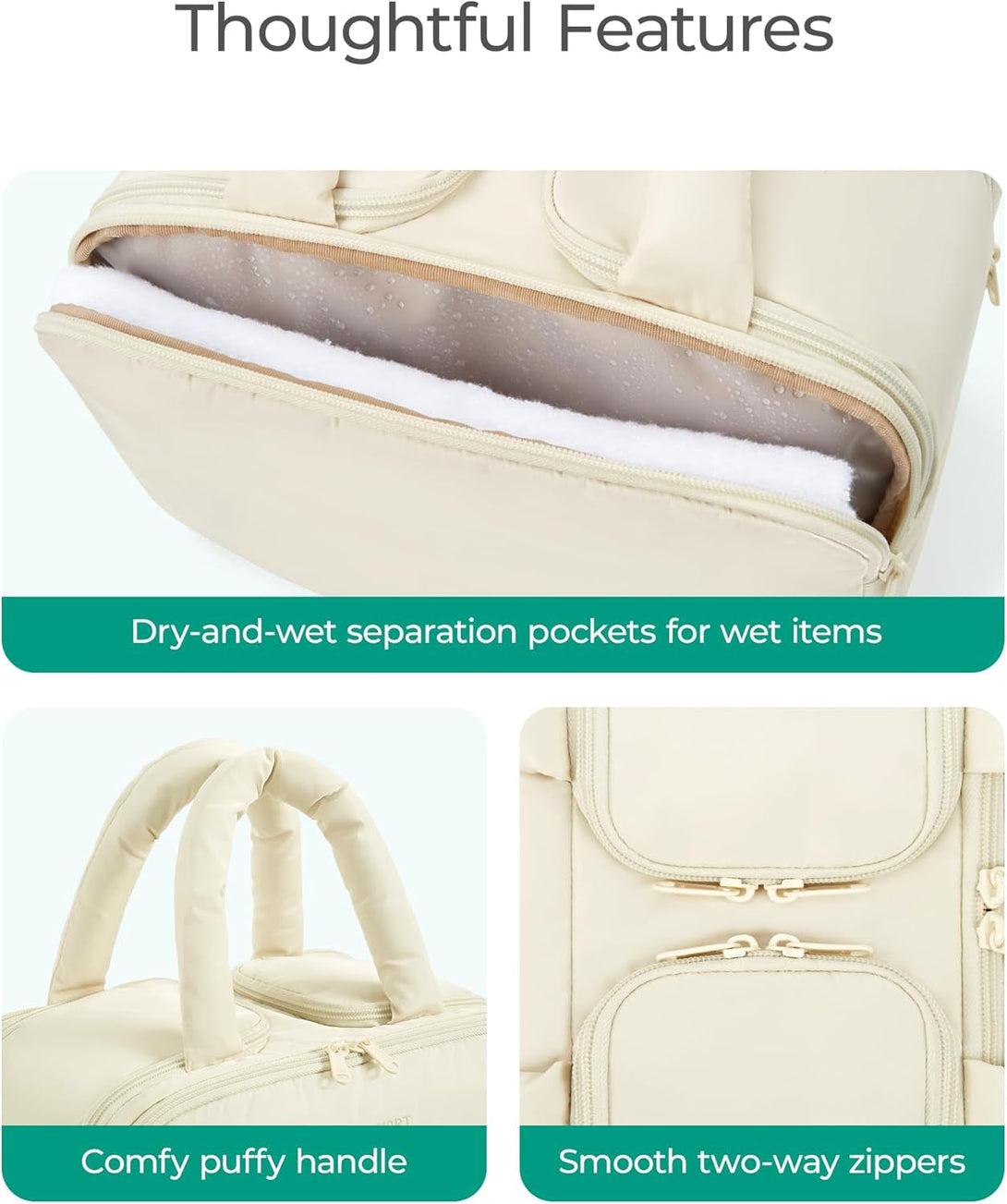 BAGSMART Travel Toiletry Bag, Puffy Large Toiletry Bag for Women, Lightweight Cosmetic Makeup Bag Organizer with Handle for Traveling, Accessories, Essentials, Toiletries (Grayish Brown)