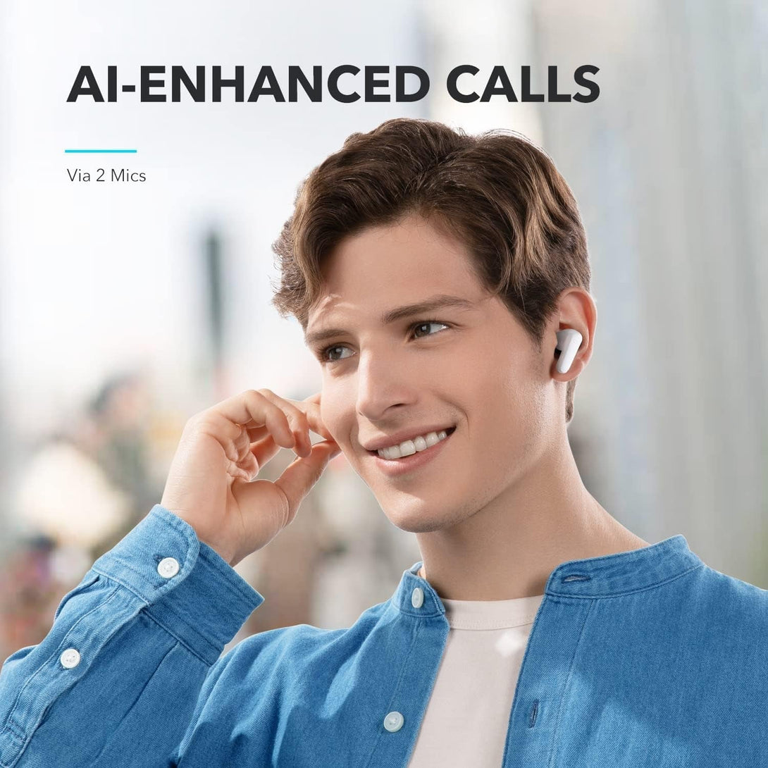 Soundcore by Anker P20I True Wireless Earbuds, 10Mm Drivers with Big Bass, Bluetooth 5.3, 30H Long Playtime, Water-Resistant, 2 Mics for AI Clear Calls, 22 Preset Eqs, Customization (White)