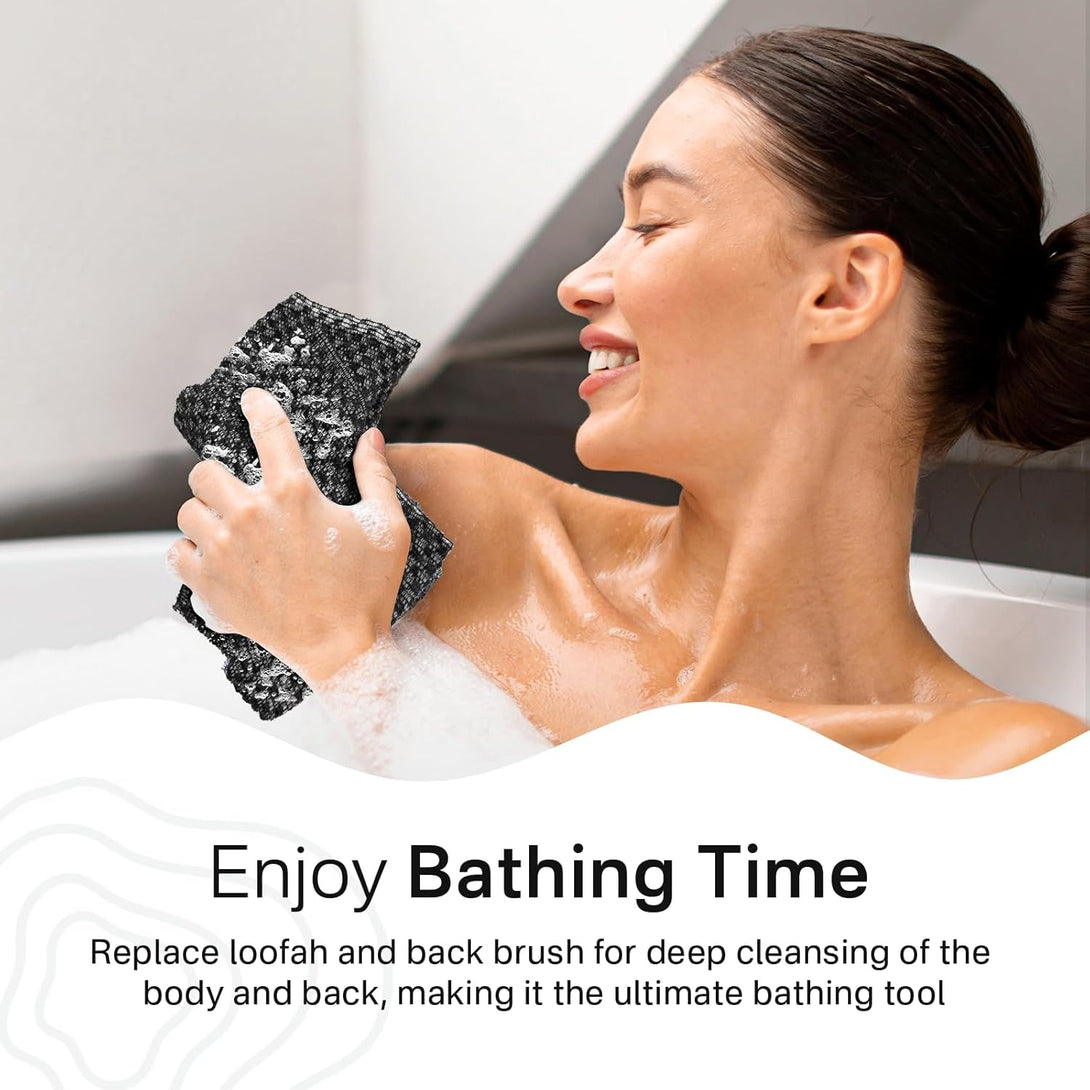 Yiclick 1PC Exfoliating Body Scrubber, Back Scrubber for Shower Bath, Japanese Scrub Wash Cloth, Exfoliating Washcloth Towel for Men Women, Body Exfoliator Loofah Luffa Sponge Net Rag Back Washer
