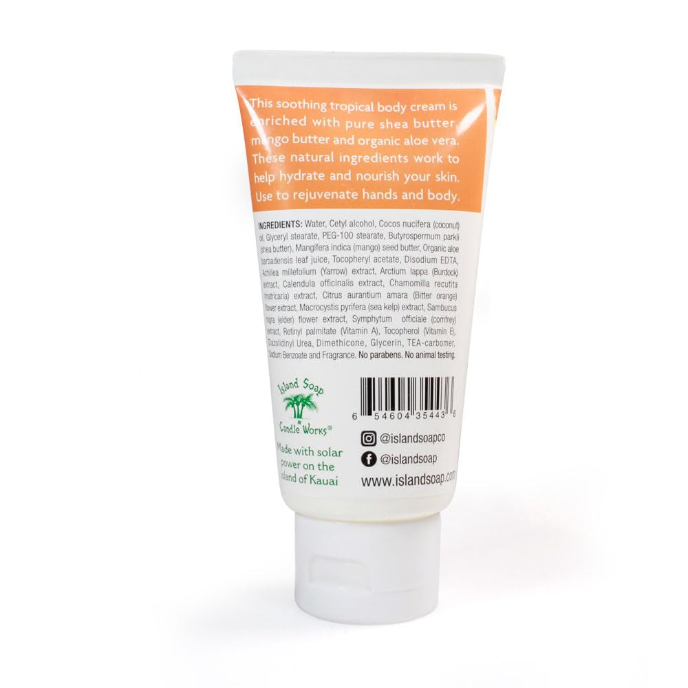 Island Soap and Candle Works Shea Butter Body Cream for Men and Women - Body Moisturizer for Dry Skin - Beauty and Personal Care - Hawaiian Gifts - Hawaiian Sunrise, 3 Fl Oz. Bottle