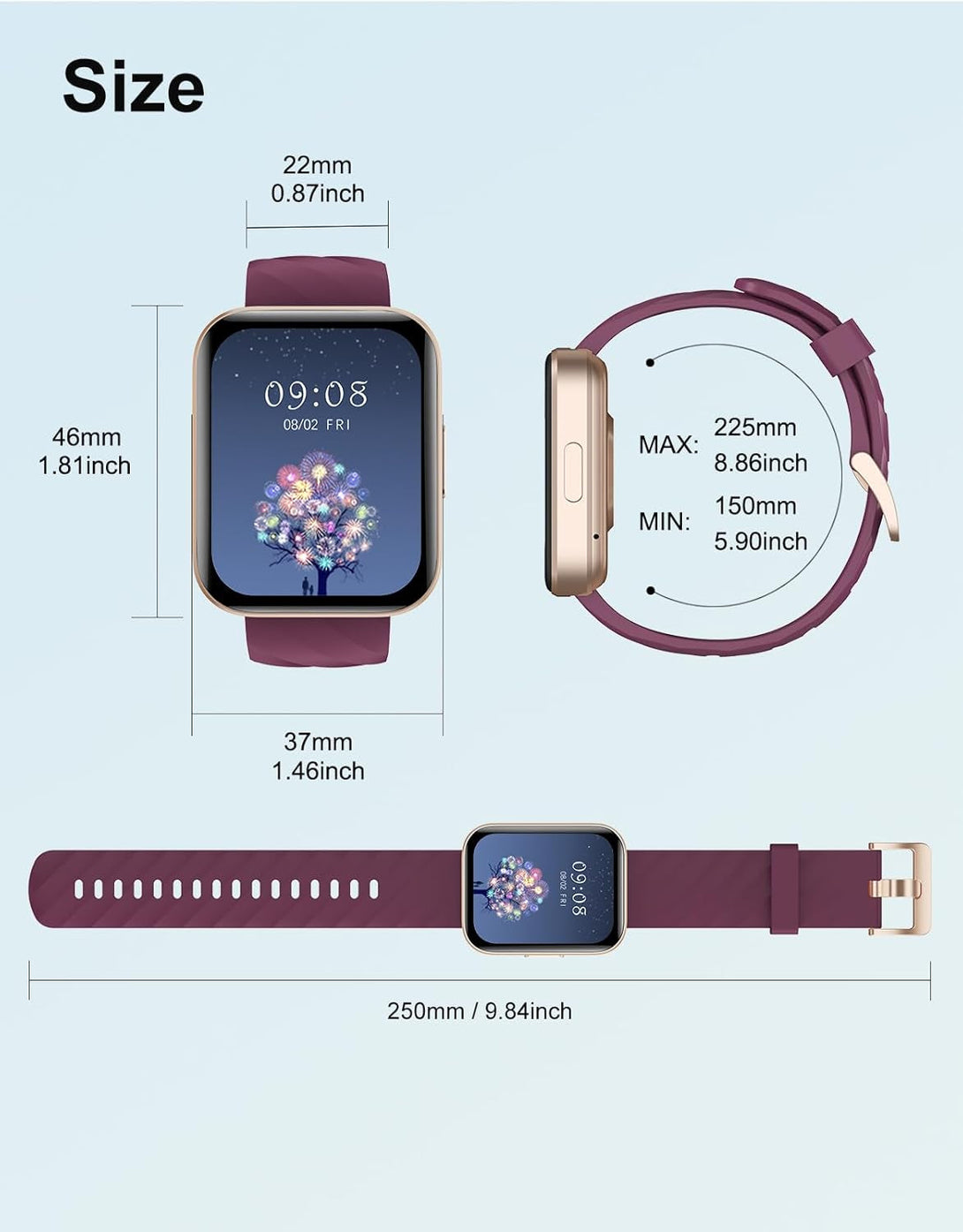 Smart Watches for Men Women (Answer/ Make Calls) Compatible with Iphone Android Phones, 1.85" Smartwatch Fitness Tracker with 100+ Sports Heart Rate Monitor Pedometer Sleep Tracker Waterproof (Purple)