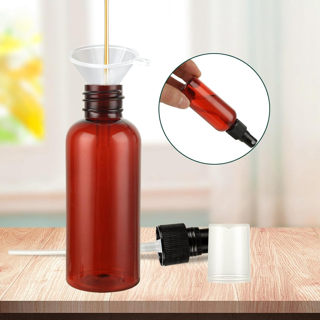 2Oz Small Spray Bottle, 60 Pcs Plastic Spray Bottles Fine Mist Mini Spray Bottles Refillable Liquid Containers with Labels and 5 Funnel for Plants Cleaning Solutions, Essential Oils, Colognes, Travel