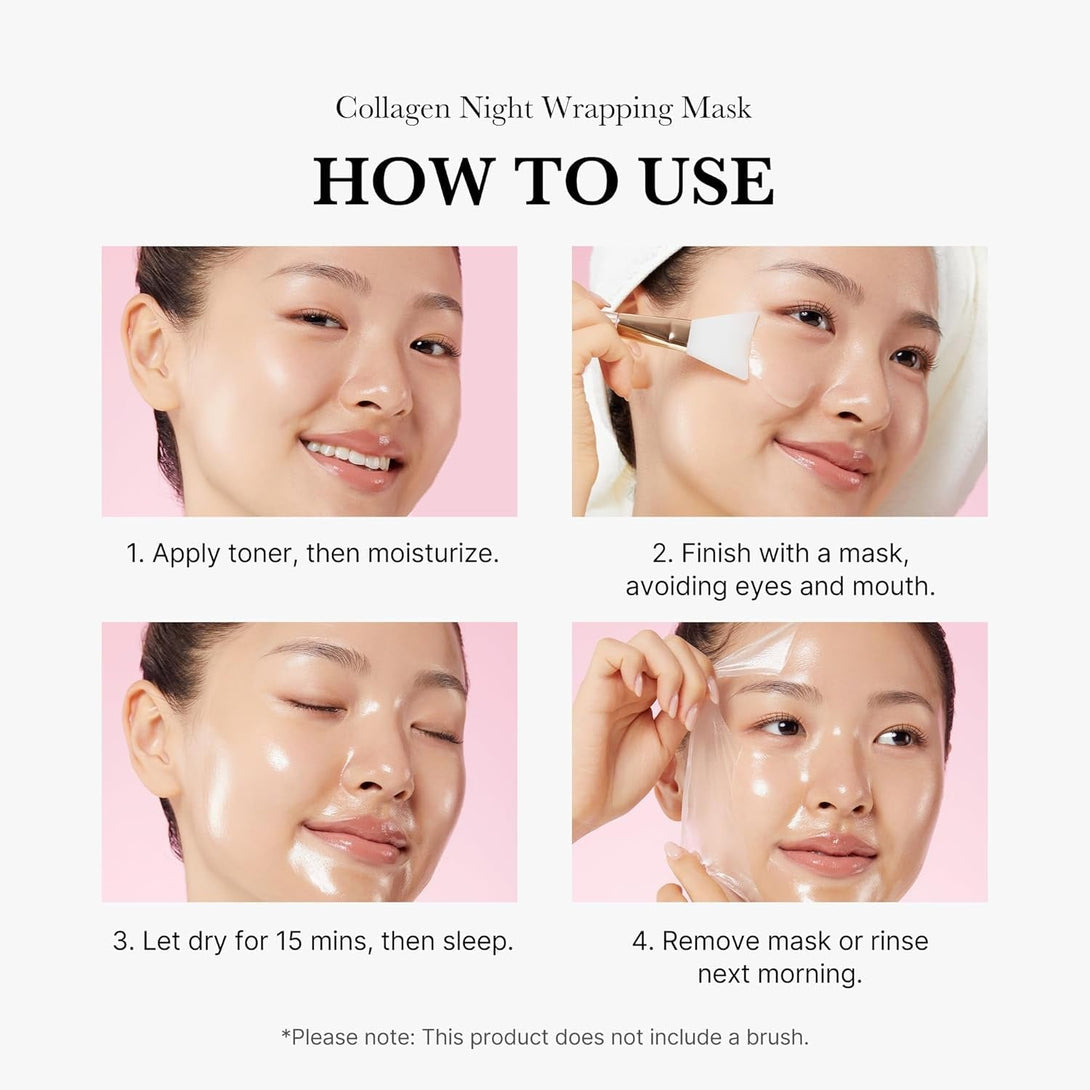 Medicube Collagen Overnight Wrapping Peel off Facial Mask Pack - Elasticity & Hydration Care, Reduces Sagging & Dullness - Hydrolyzed Collagen for Glowing Skin - Korean Skin Care, 2.53 Fl.Oz