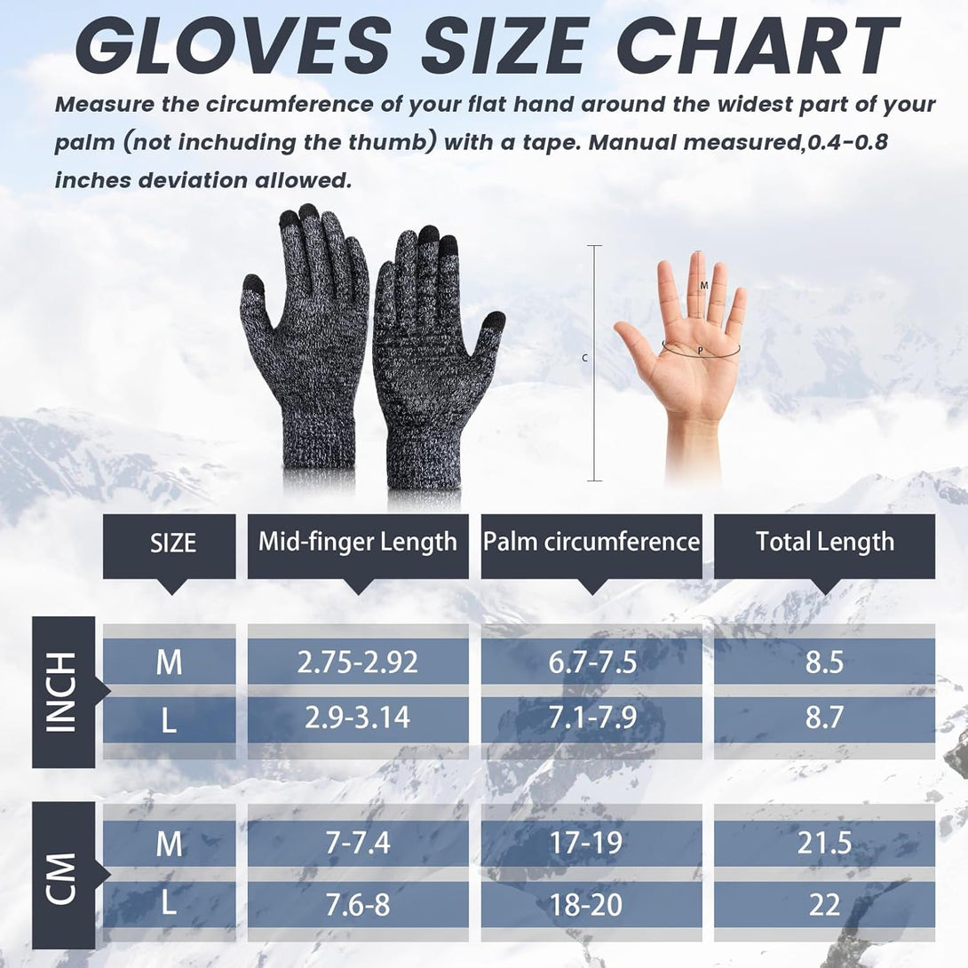 Winter Gloves for Men Women 2 Pairs - Upgraded Touchscreen Knit Gloves for Running Driving, Anti-Slip Thermal Gloves