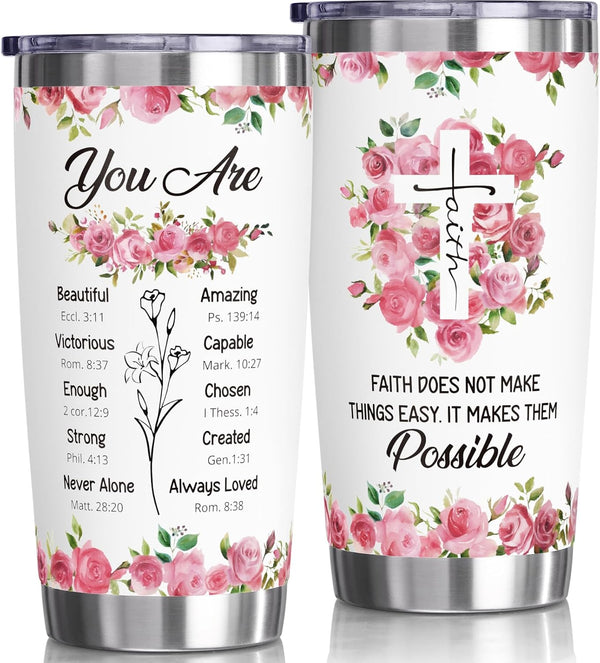 Christian Gifts for Women Faith, Inspirational Religious Gift for Women, Catholic Spiritual Jesus Birthday Mothers Day Gifts for Mom Grandma Friends Aunt Sister Wife Coworkers, 20 OZ Insulated Tumbler