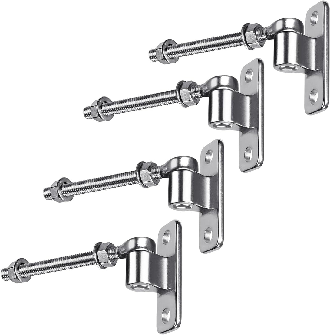 304 Stainless Steel Heavy Duty Gate Hinges, 6'' J Bolt Gate Hinge with Dia M12, 4Pack Welded Hinge for Farm Gate, One Piece Molded Gate Hinge for Metal Gate