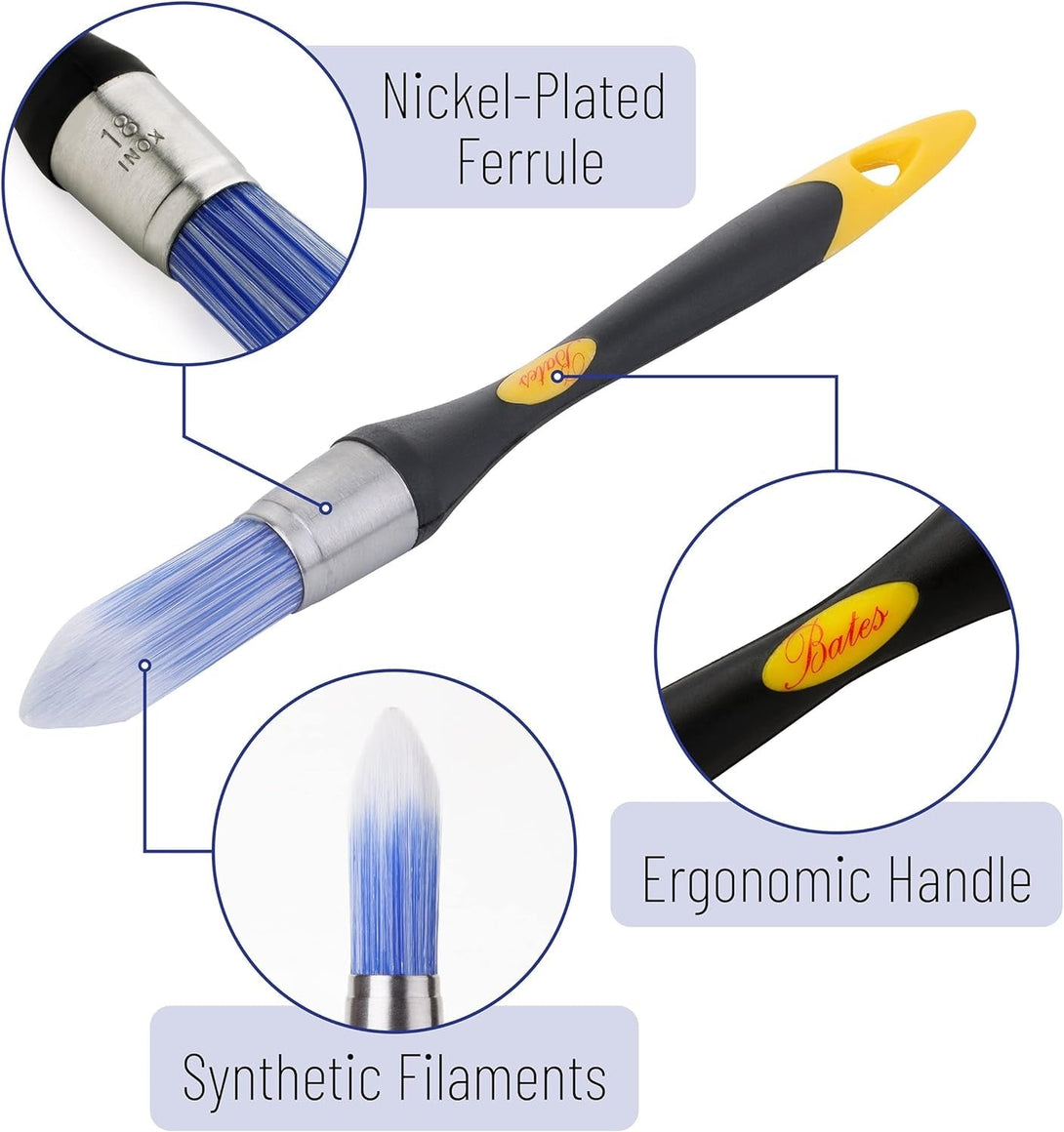 Bates Trim Brush, 0.75 Inch Edge Painting Tool, Trimmer Edger