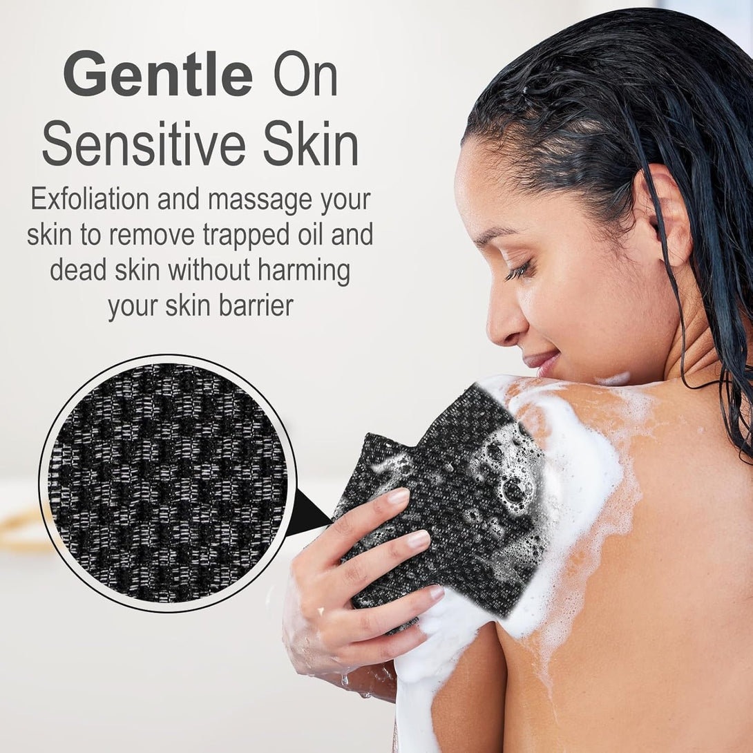Yiclick 1PC Exfoliating Body Scrubber, Back Scrubber for Shower Bath, Japanese Scrub Wash Cloth, Exfoliating Washcloth Towel for Men Women, Body Exfoliator Loofah Luffa Sponge Net Rag Back Washer