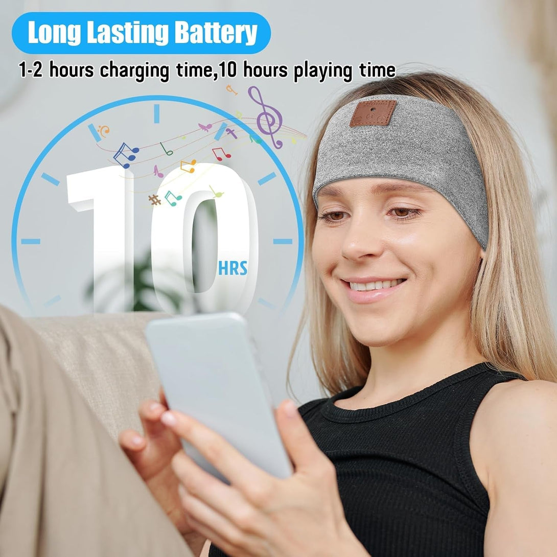 2-Pack Sleeping Headphones Bluetooth 5.4 Headband, Headband Headphones with Ultra-Thin Speakers, Headphones Headband for Side Sleepers, Running, Insomniac, Travel, Meditation（Black&Grey）