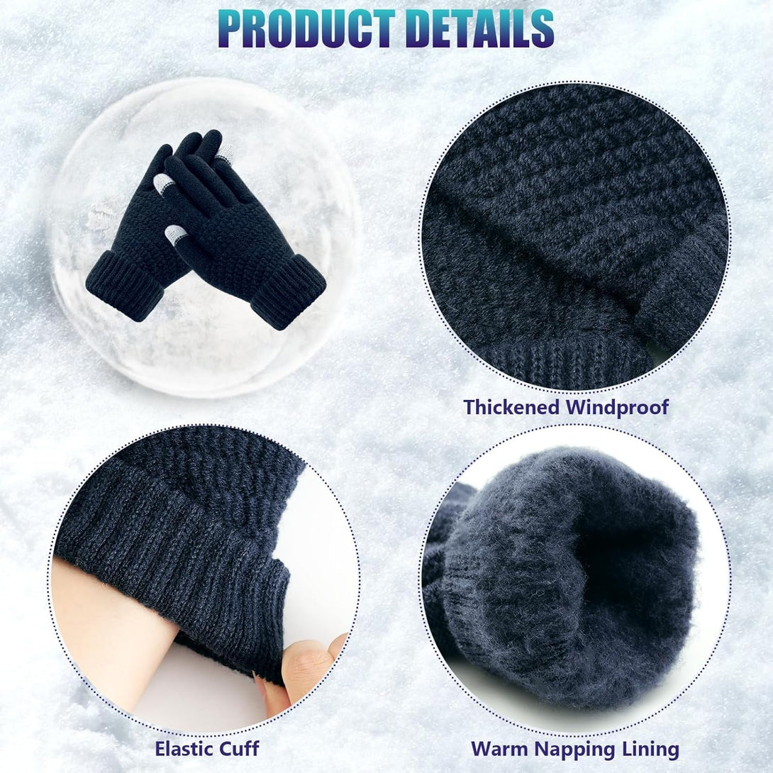 Premillow Winter Gloves for Women - Warm Knit Gloves with Elastic Cuff for Cold Weather, Touchscreen Compatible