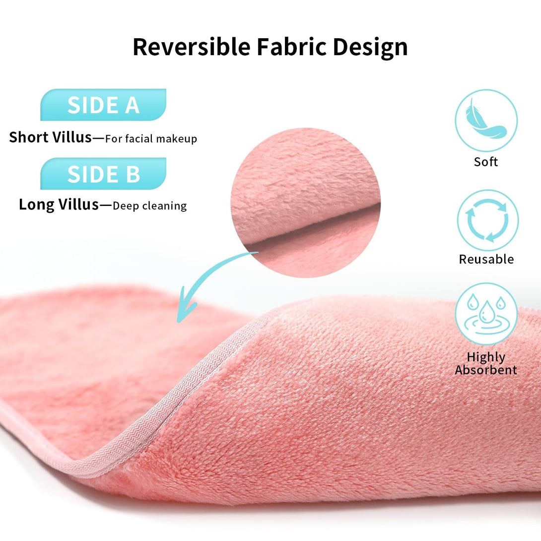 Makeup Remover Cloth 7-Day Set, 15" X 6.5" Reusable Makeup Remover Towels, Makeup Washcloths for Face, Skin Friendly, Soft & Washable Coral Fleece Microfiber Towel for Face, Eye, Lips