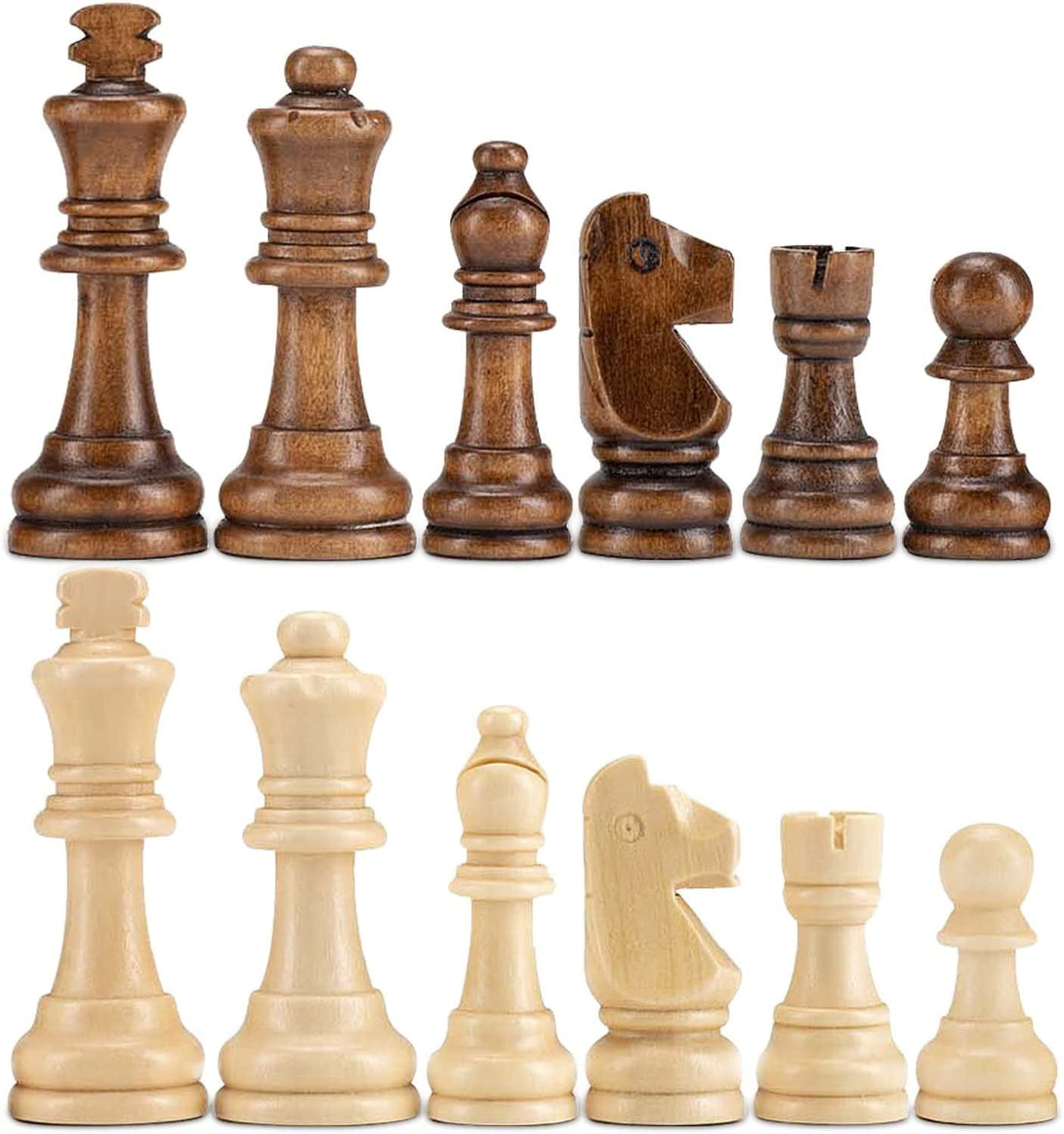 AMEROUS Wooden Chess Pieces Only, Staunton Style Wood Chessmen with 3.15" King - Storage Bag - Gift Packed Box, Tournament Chess Game Pawns for Replacement of Missing Pieces