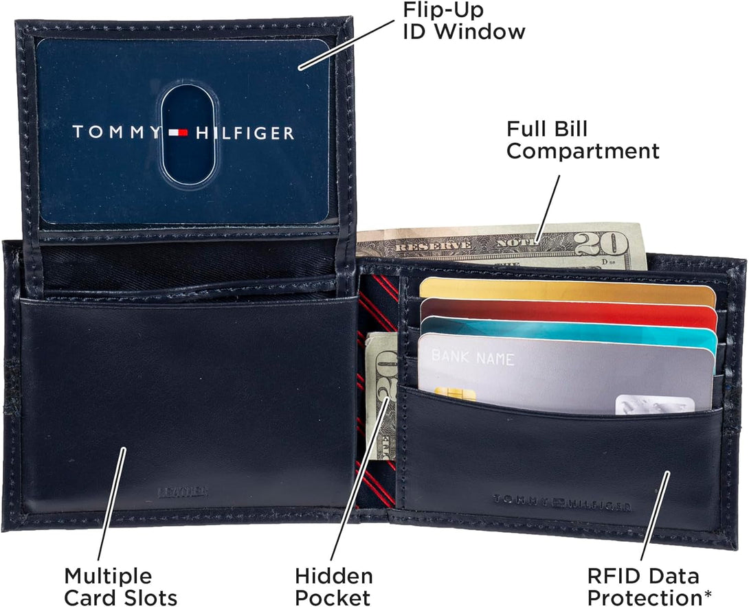 Tommy Hilfiger Men'S Classic Bifold Wallet with ID Window and Multiple Card Slots
