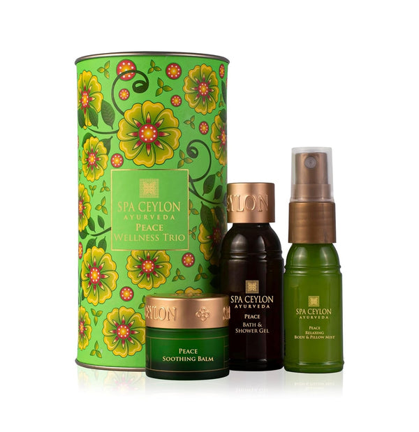 SPA CEYLON Peace Wellness Trio Set | Spa Essentials | Body Care | Ayurvedic | Natural Ingredients | Pampering Kit | Gifting
