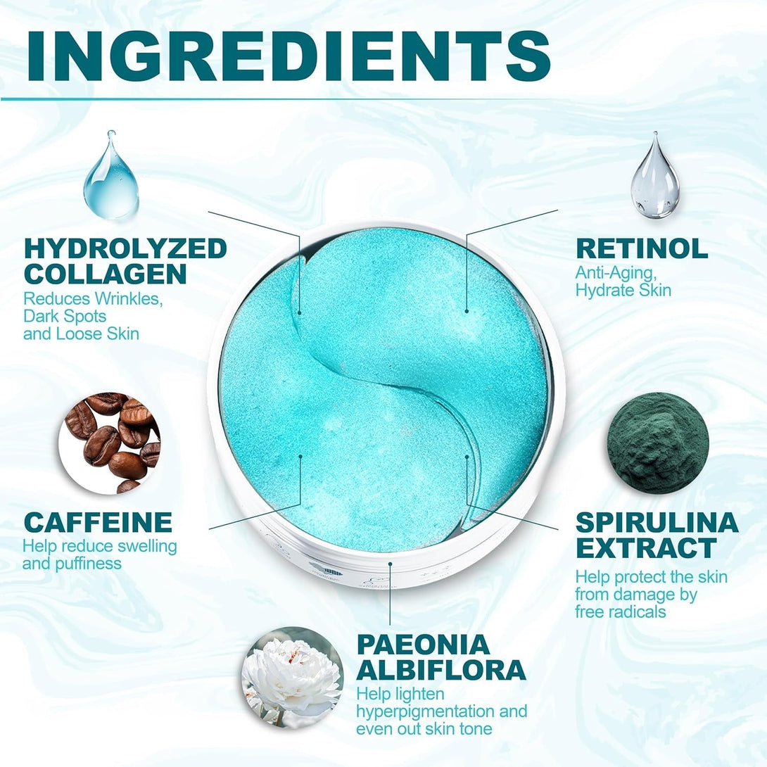 Under Eye Patches for Puffy Eyes and Dark Circles - Retinol Collagen under Eye Masks - Reduce Wrinkles & Bags - Skin Treatment Pads - anti Aging Moisturizer Mask for Women Gift - 60 Gel Pads