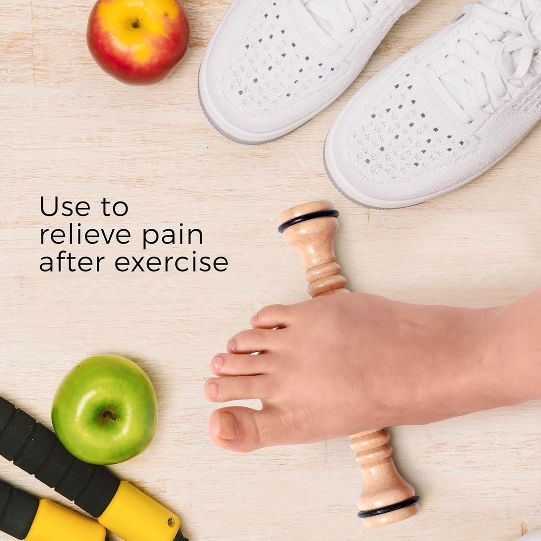 TOFL - Wooden Foot Massager - Natural Acupressure Reflexology Massage Roller for Relaxation and Stress Relief