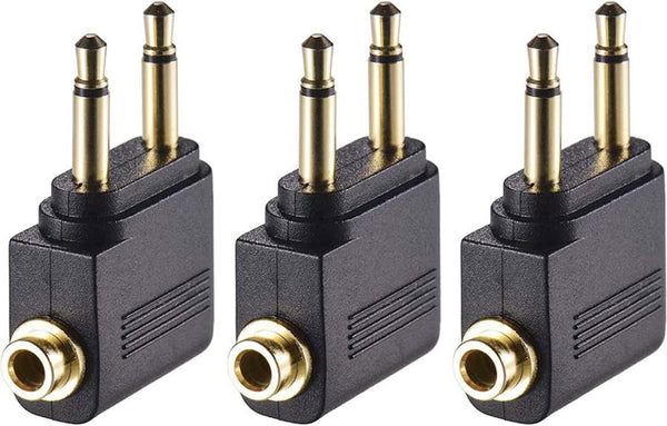3 Pack Airplane Airline Headphones Adapter Gold Plated for Headsets,3.5Mm Dual Male to 3.5Mm Female Jack Connectors Converters