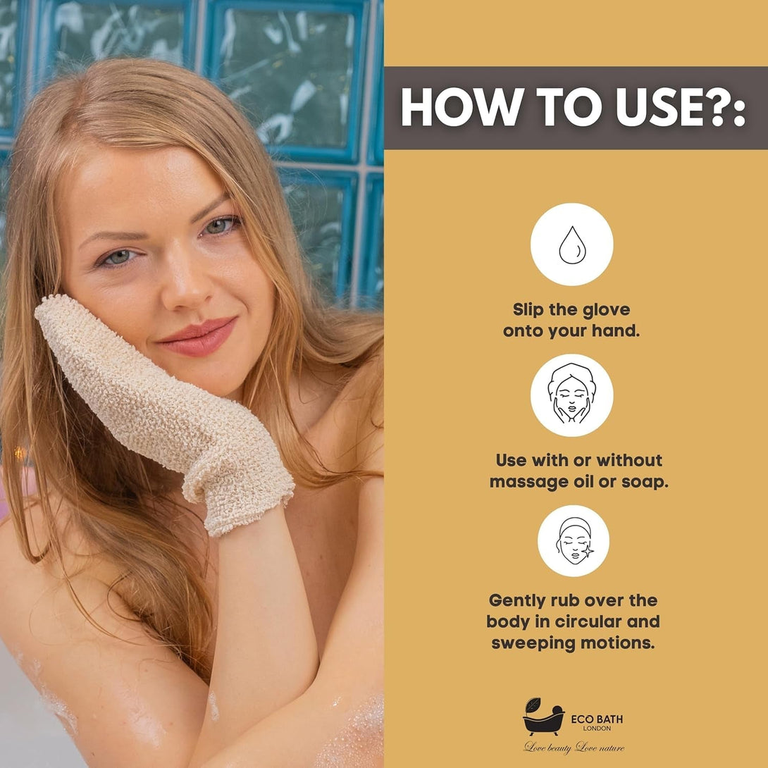 Flax Massage Gloves – Natural Exfoliating Mitts for Smooth, Radiant Skin – Sustainable and Eco-Friendly Bath Accessory